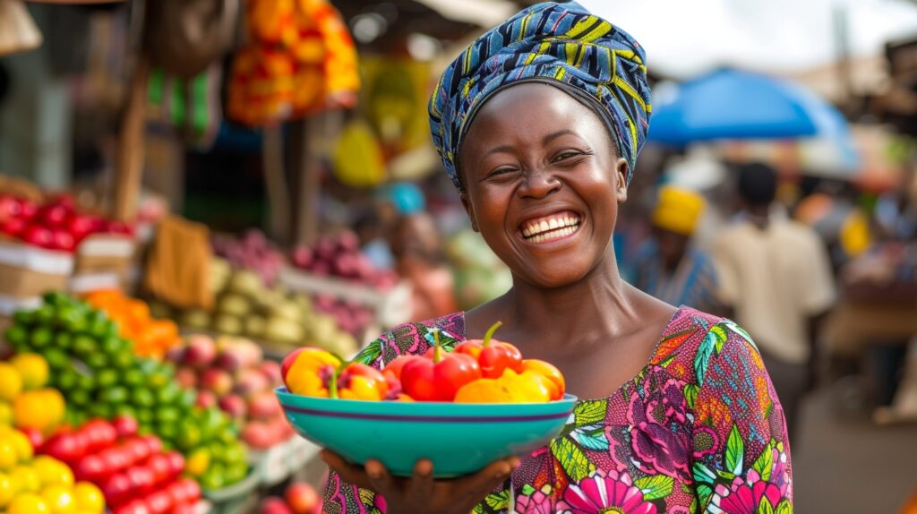 Joyful Market Vendor